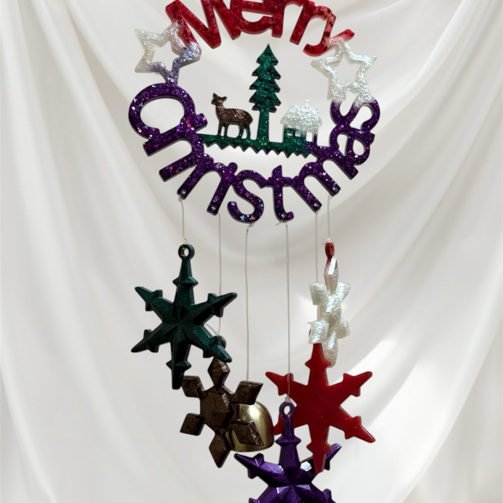 Hand Crafted Merry Christmas Hanging Chime Decor